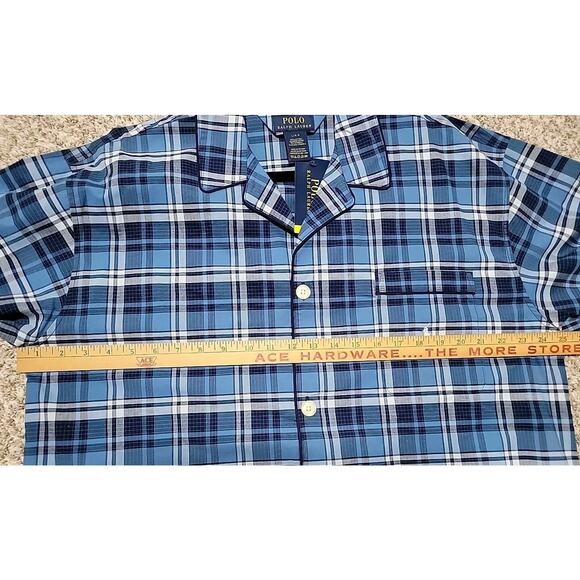 POLO RALPH LAUREN MEN'S STRETCH PAJAMA TOP -SHORT SLEEVE -BUTTON FRONT LARGE - Picture 7 of 9